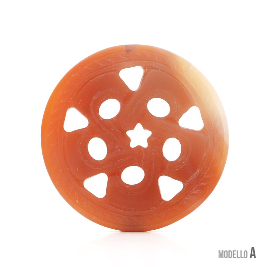 Piastra traforata in agata rossa e diaspro rosso 50mm – Foro Passante