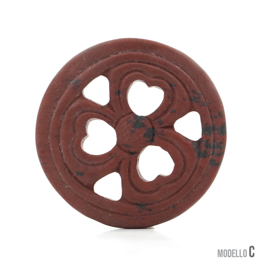 Piastra traforata in agata rossa e diaspro rosso 50mm – Foro Passante - immagine 3
