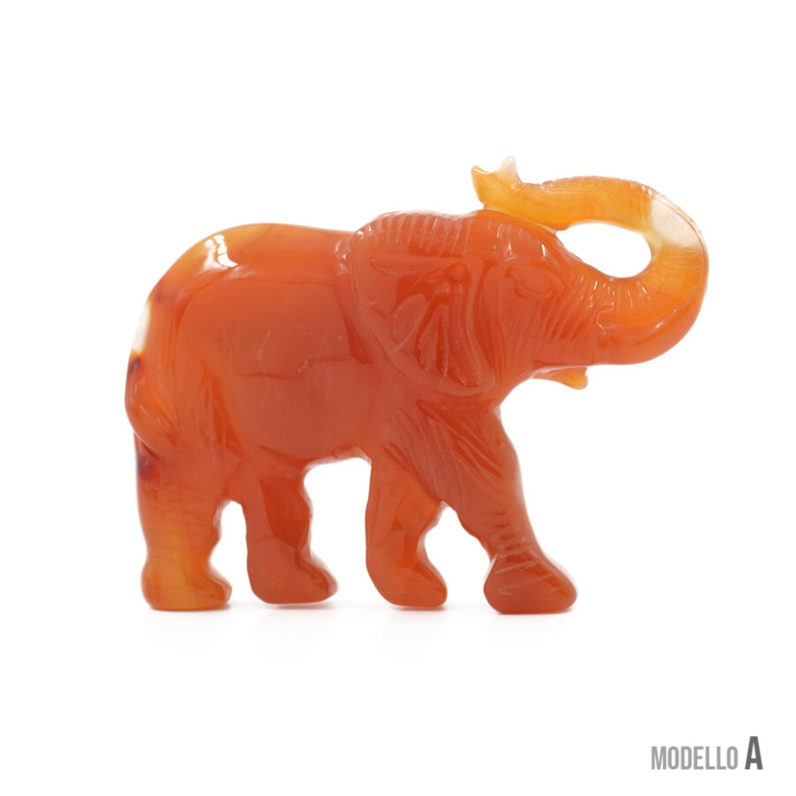 Pendente in agata rossa, diaspro, inciso a forma di elefante 55x45mm – Foro Posteriore