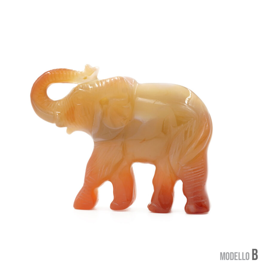 Pendente in agata rossa, diaspro, inciso a forma di elefante 55x45mm – Foro Posteriore - immagine 2
