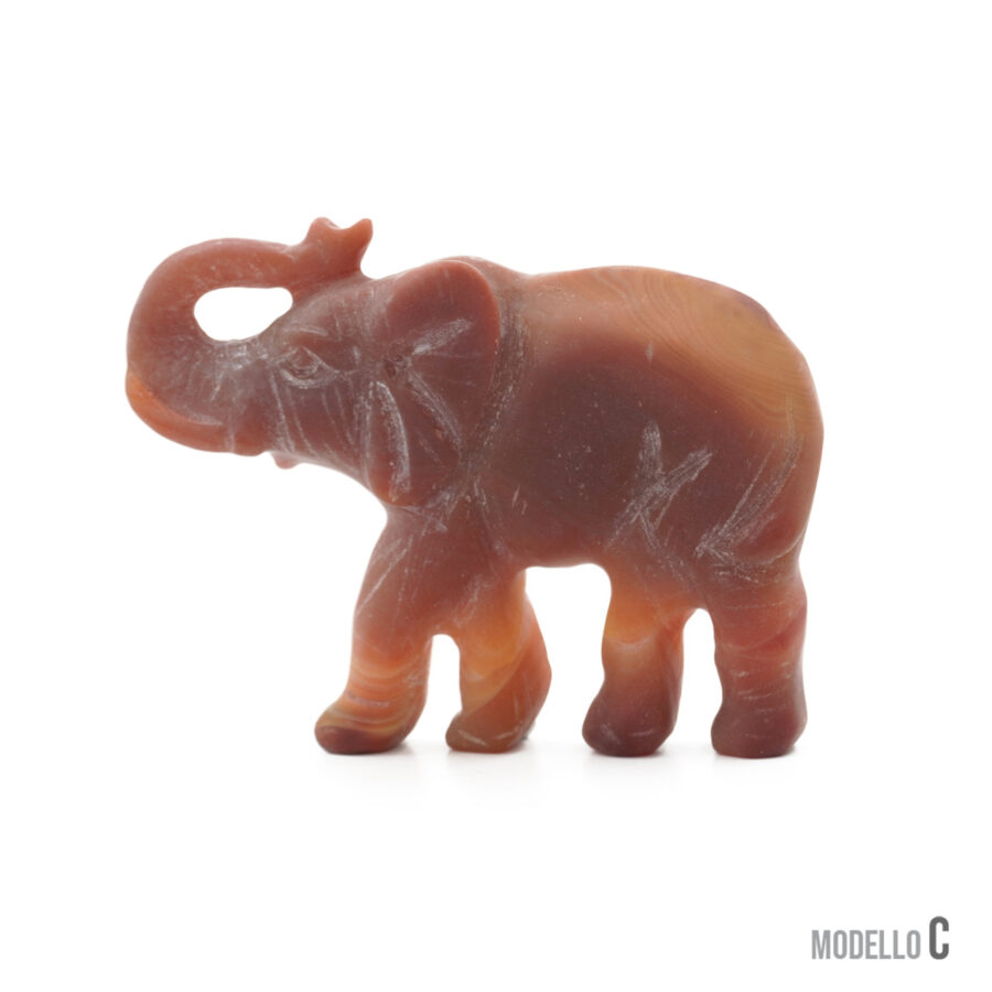 Pendente in agata rossa, diaspro, inciso a forma di elefante 55x45mm – Foro Posteriore - immagine 3