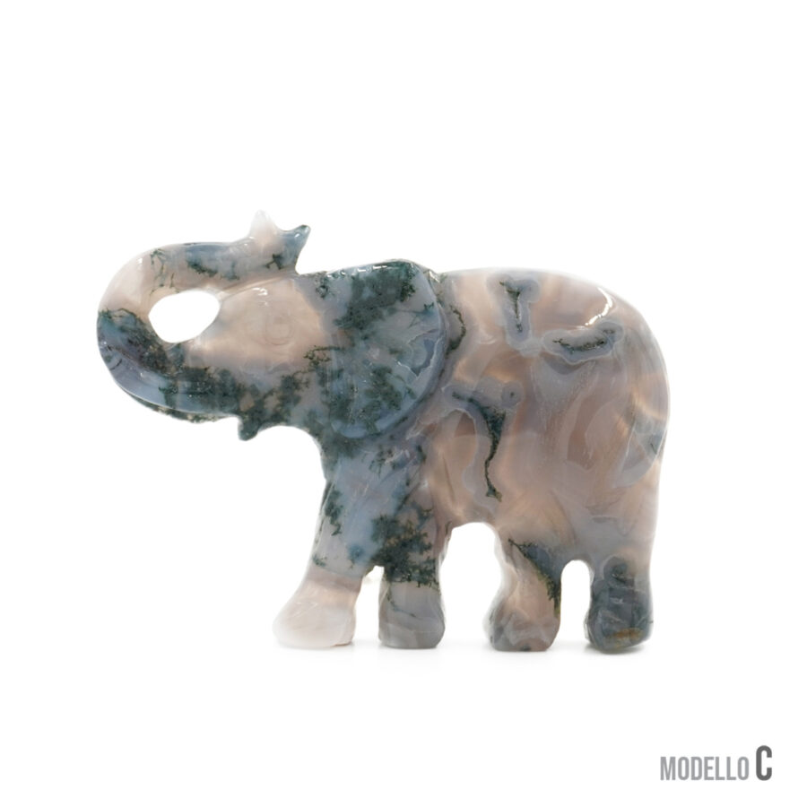 Pendente in serpentite, agata rossa, agata grigia, agata muschiata inciso a forma di elefante 55x35mm – Foro Posteriore - immagine 3