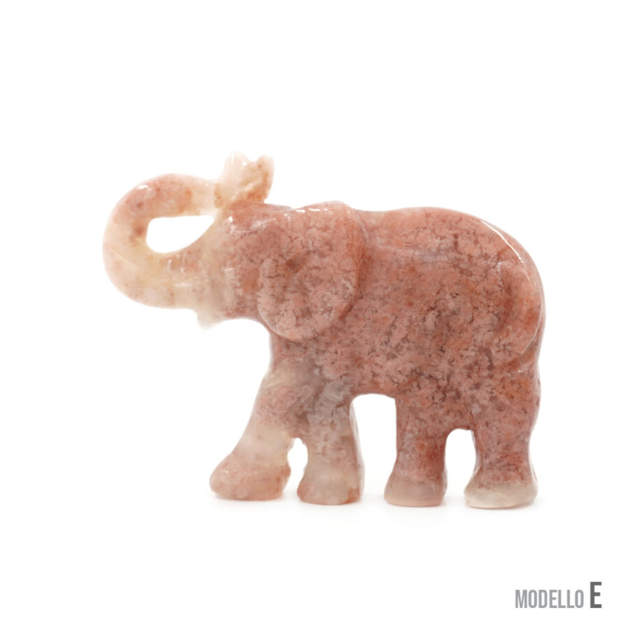 Pendente in serpentite, agata rossa, agata grigia, agata muschiata inciso a forma di elefante 55x35mm – Foro Posteriore - immagine 5