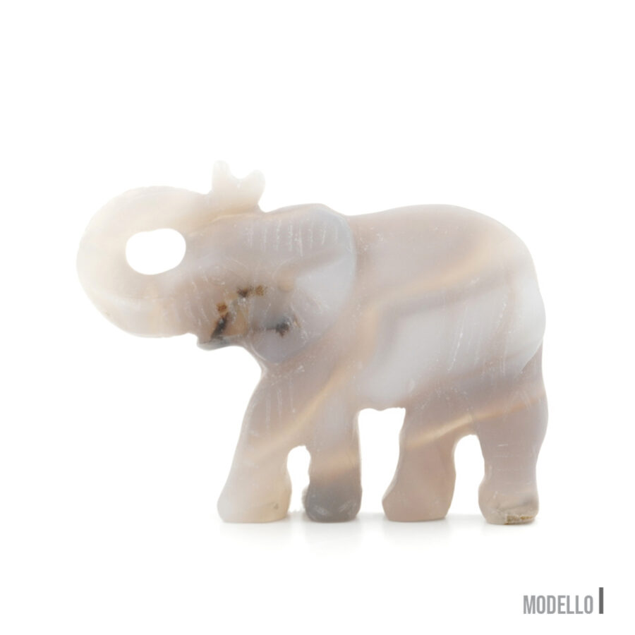 Pendente in serpentite, agata rossa, agata grigia, agata muschiata inciso a forma di elefante 55x35mm – Foro Posteriore - immagine 9