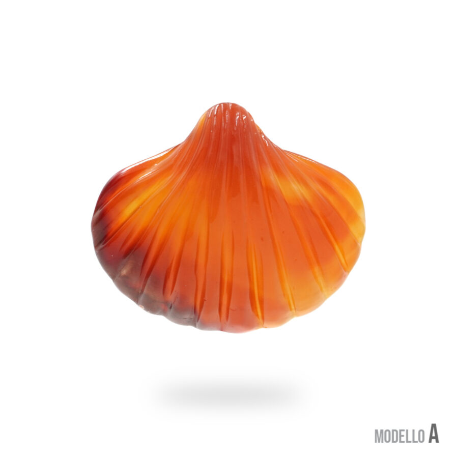 Pendente in agata rossa forma conchiglia 60x55mm – Foro Posteriore