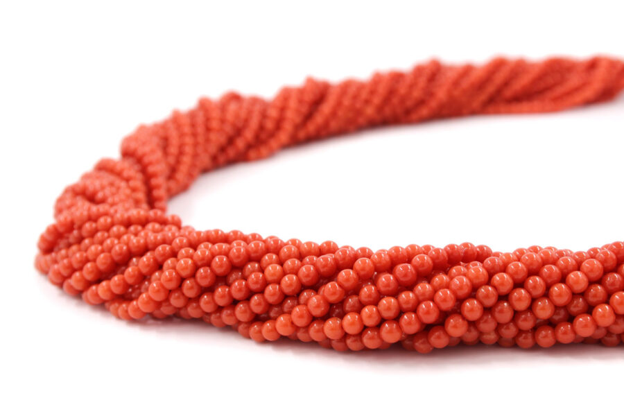 Corallo Mediterraneo fili round 3-3½mm - Colore Chiaro