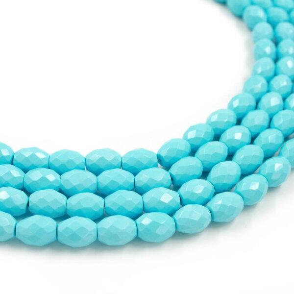 Pasta turchese fili olive sfaccettate 6x4mm