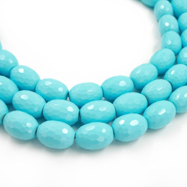 Pasta turchese fili olive sfaccettate 20x15mm