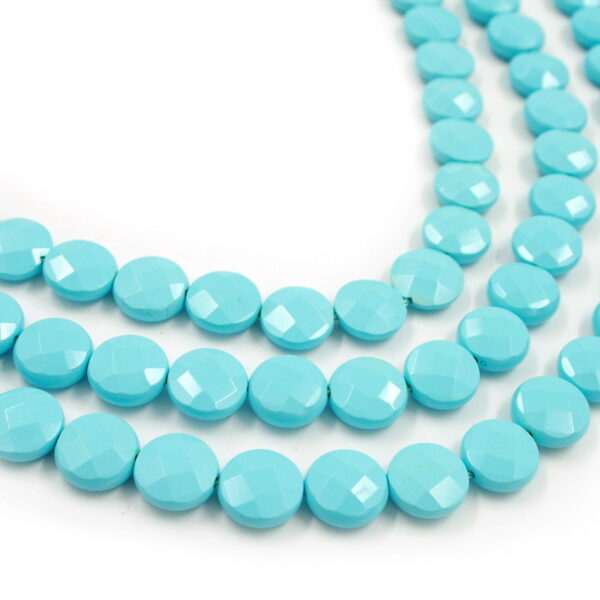 Pasta turchese fili monete sfaccettate 12mm