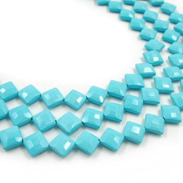 Pasta turchese fili rombi sfaccettati 12mm