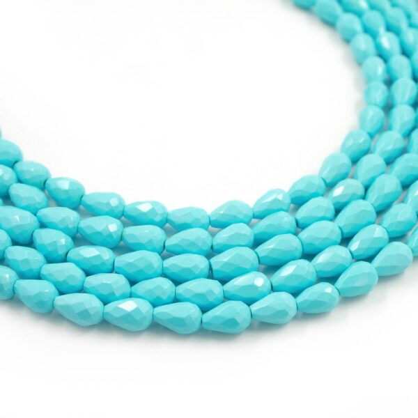 Pasta turchese fili goccia sfaccettati 9x6mm