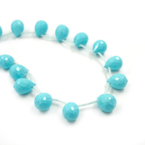 Pasta turchese fili gocce sfaccettate 16x12mm – Foro Laterale