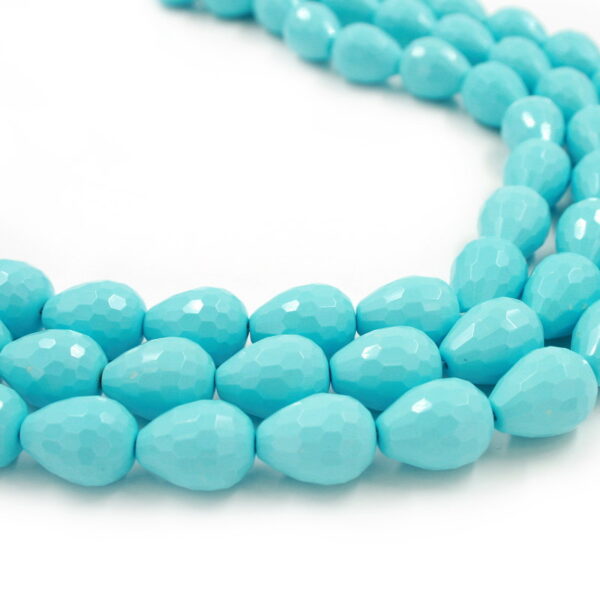 Pasta turchese fili goccia sfaccettati 15x10mm