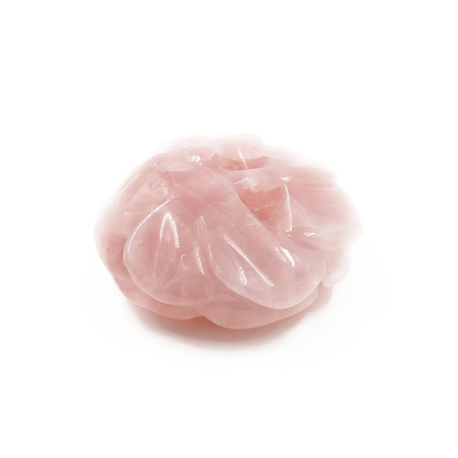 Pendente in quarzo rosa inciso a forma di rosa ~55mm - immagine 3