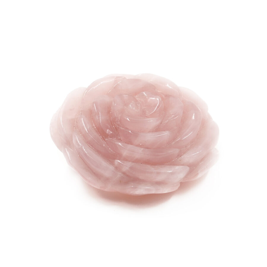 Pendente in quarzo rosa inciso a forma di rosa ~55mm - immagine 2