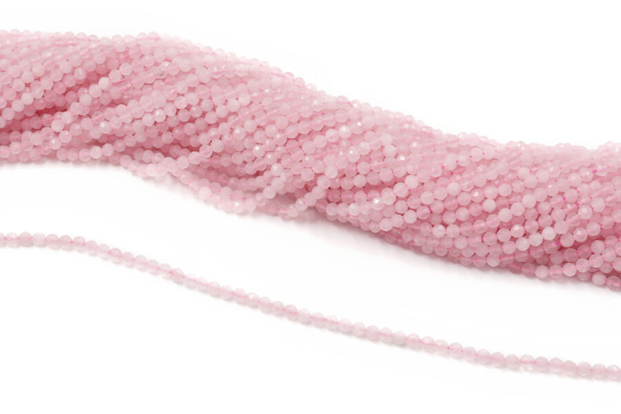 Quarzo rosa fili tondi sfaccettati 3mm