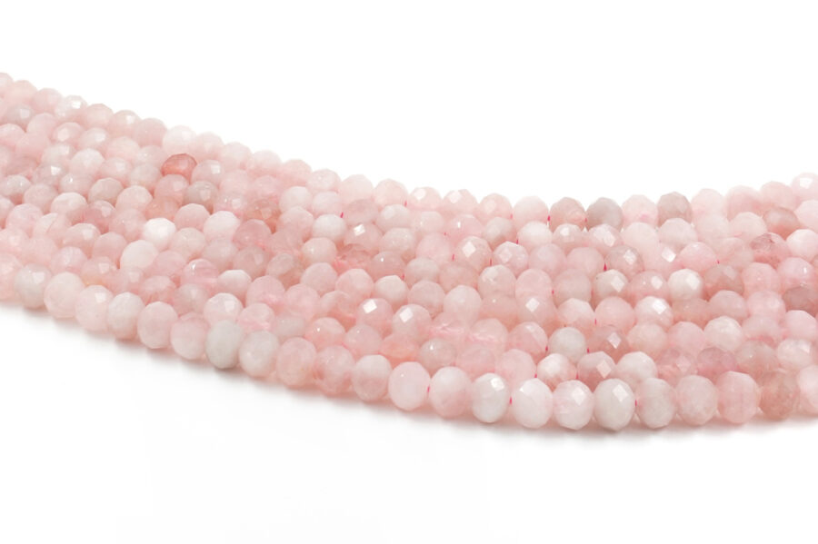 Quarzo rosa fili rondelle sfaccettate 8x6mm