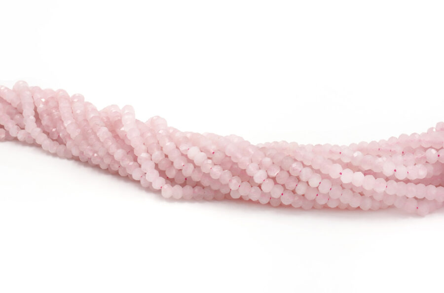 Quarzo rosa fili rondelle sfaccettate 6x4mm - immagine 2