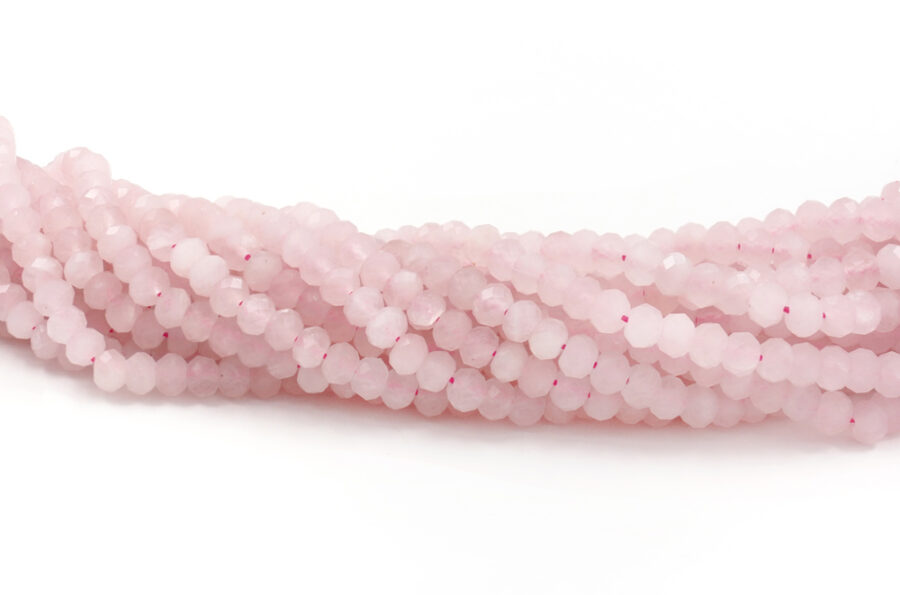 Quarzo rosa fili rondelle sfaccettate 6x4mm