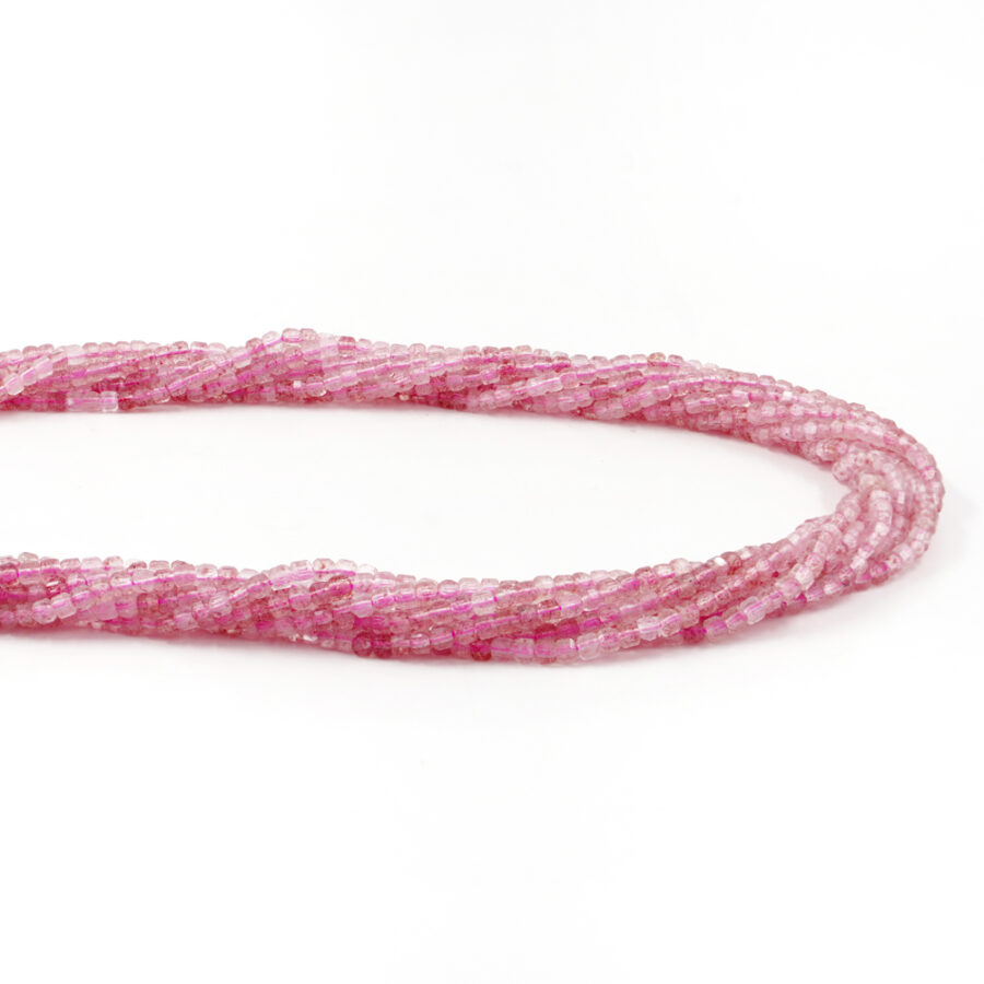 Quarzo Fragola fili cubi sfaccettati 2,5mm