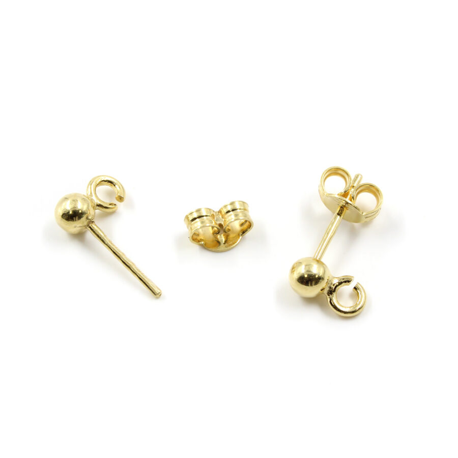 Argento 925‰ orecchini a pressione con pallino 4mm – Dorato
