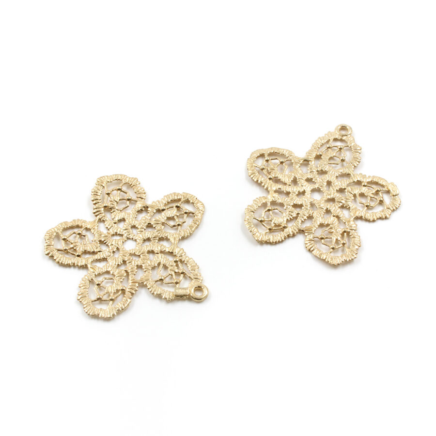 Argento 925‰ ciondolo fiore 30mm – Dorato
