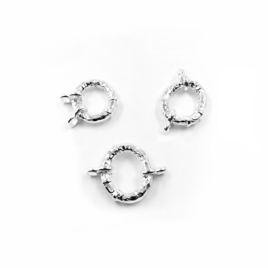Argento 925‰ chiusura a scatto ovale martellata 20x17mm – Argentato