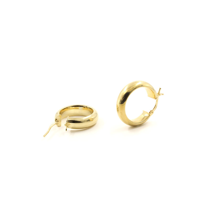 Argento 925‰ coppie orecchini cerchio bombato a baionetta 20mm – Dorato