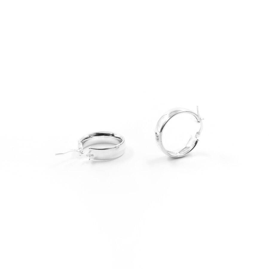 Argento 925‰ coppie orecchini cerchio liscio a baionetta 20mm – Rodiato
