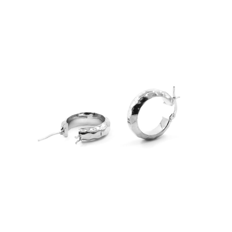 Argento 925‰ coppie orecchini cerchio martellato a baionetta 20mm – Argentato