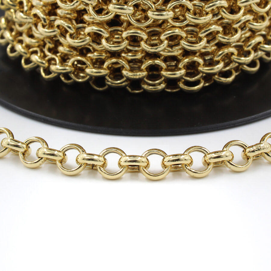 Catena Rolo' vuota in argento 925‰ diametro 8mm – Dorato