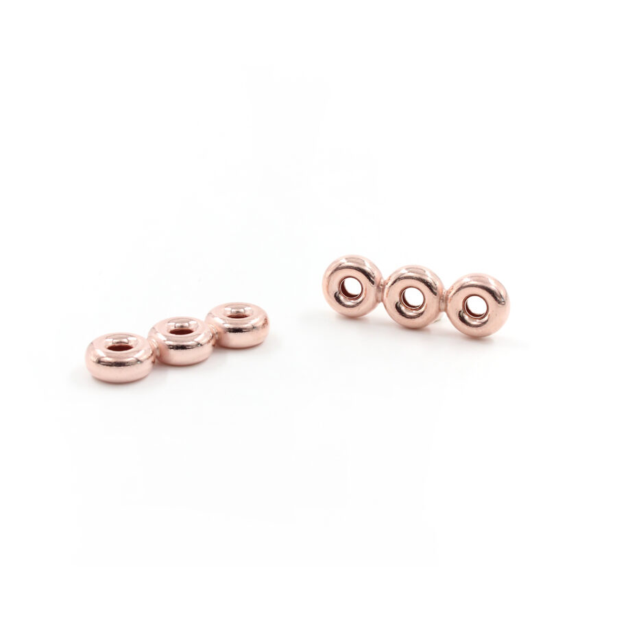 Argento 925 separatore a tre elementi ciambella da 5mm a 10mm – Rosato