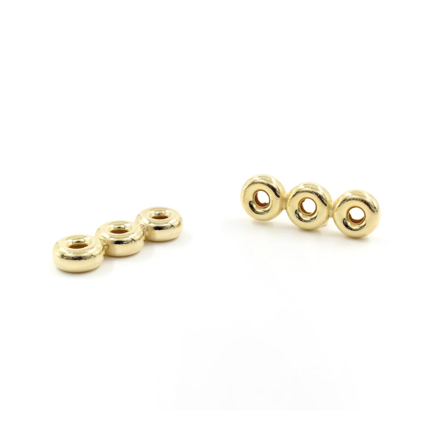 Argento 925 separatore a tre elementi ciambella da 5mm a 10mm – Dorato
