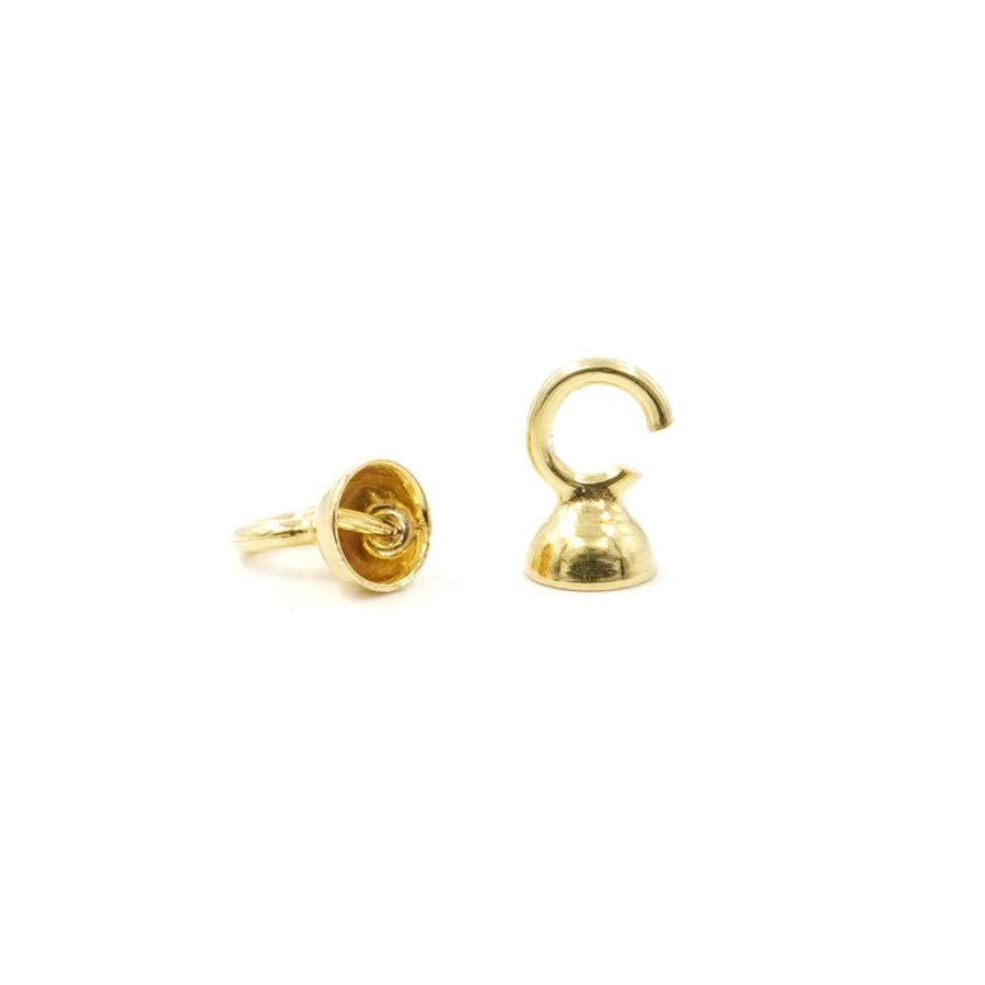 Argento 925‰ coppette con barra 4mm ed anello <strong>aperto</strong> - Dorato