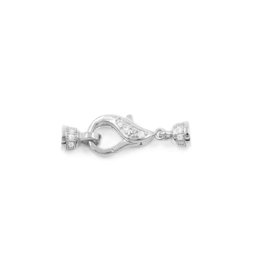 Argento 925 chiusura con zirconi 13x7mm coppa 4mm – Rodiato