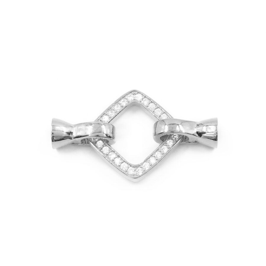Argento 925 chiusura con zirconi quadrata 16mm coppa 6mm – Rodiato