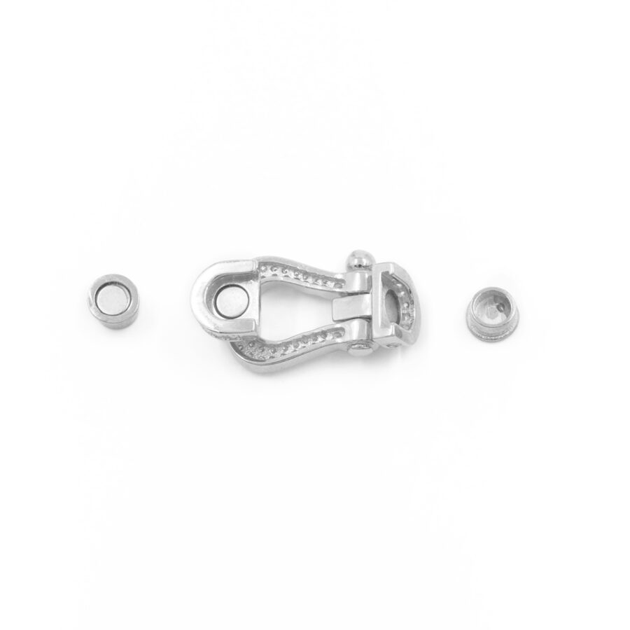 Argento 925 chiusura calamitata con zirconi 31x14mm coppa 5mm – Rodiato - immagine 2