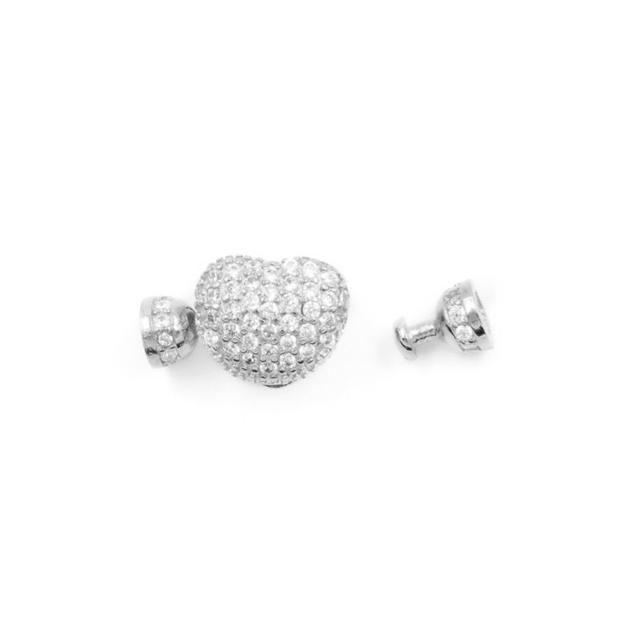Argento 925 chiusura con zirconi cuore 16x8mm coppa 4,50mm – Rodiato - immagine 2