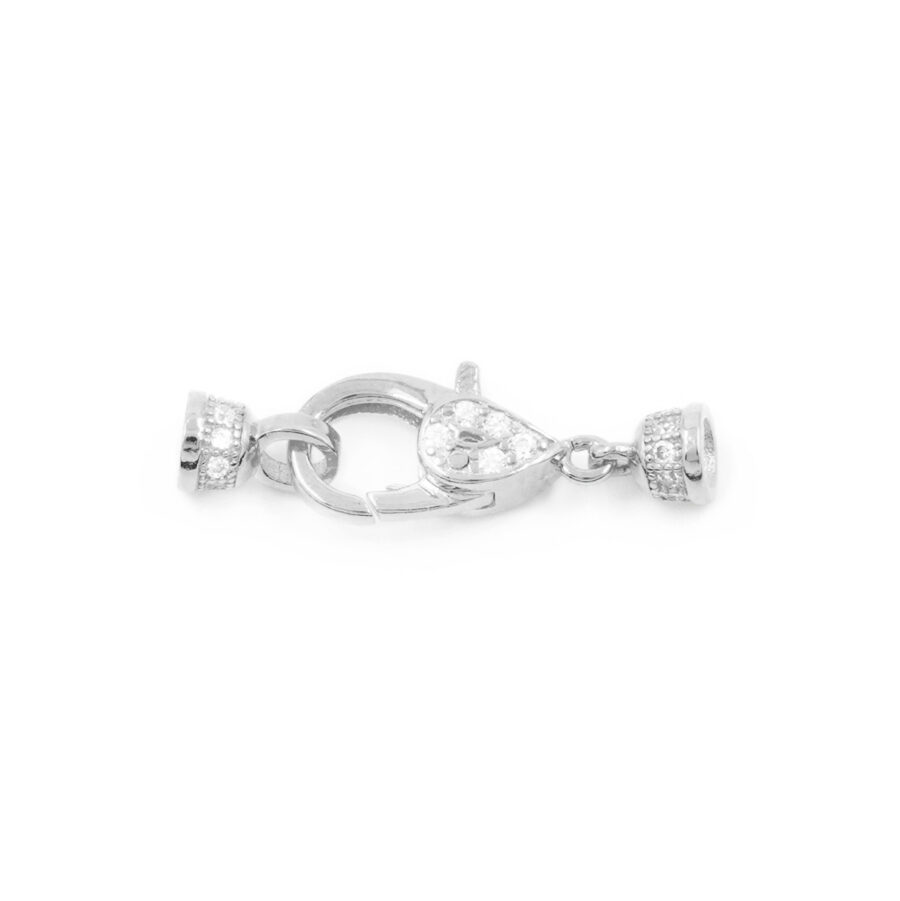 Argento 925 chiusura con zirconi 12x6mm coppa 4mm – Rodiato
