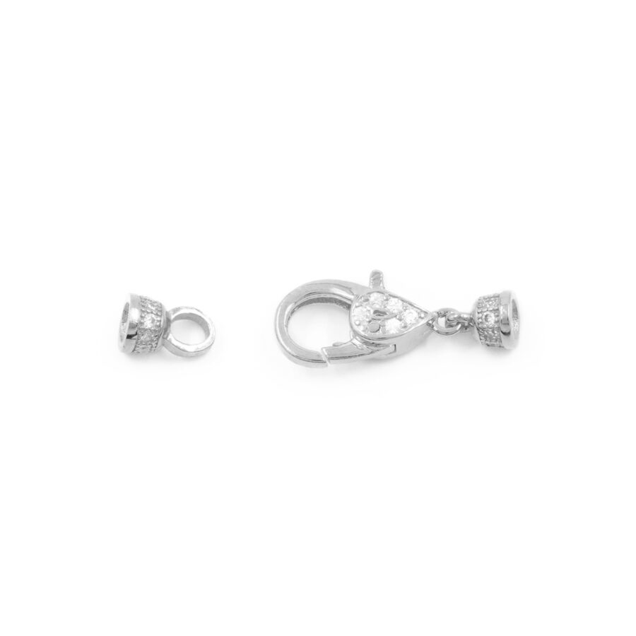 Argento 925 chiusura con zirconi 12x6mm coppa 4mm – Rodiato - immagine 2