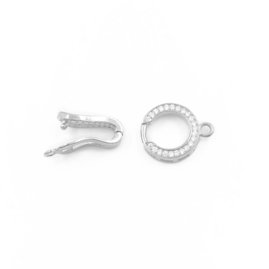 Argento 925 chiusura con zirconi tonda 26x11mm – Rodiato - immagine 2