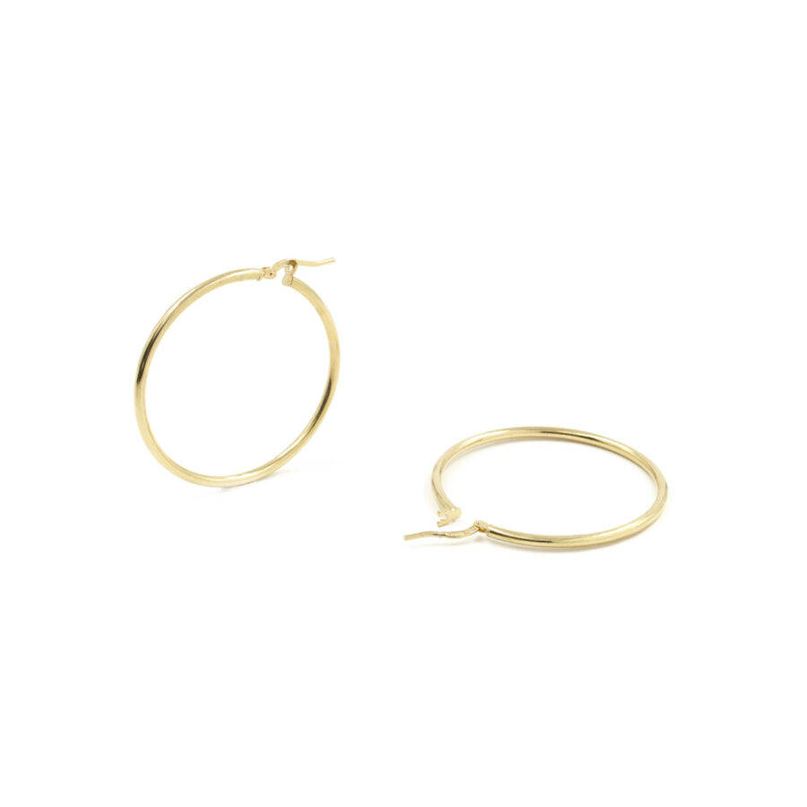 Argento 925 orecchini cerchio a baionetta 40mm – Dorato