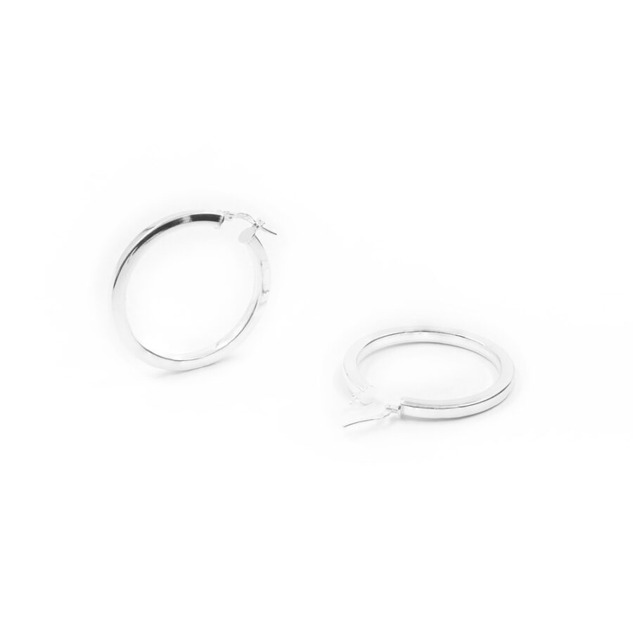Argento 925 orecchini cerchio a baionetta 35mm – Argentato