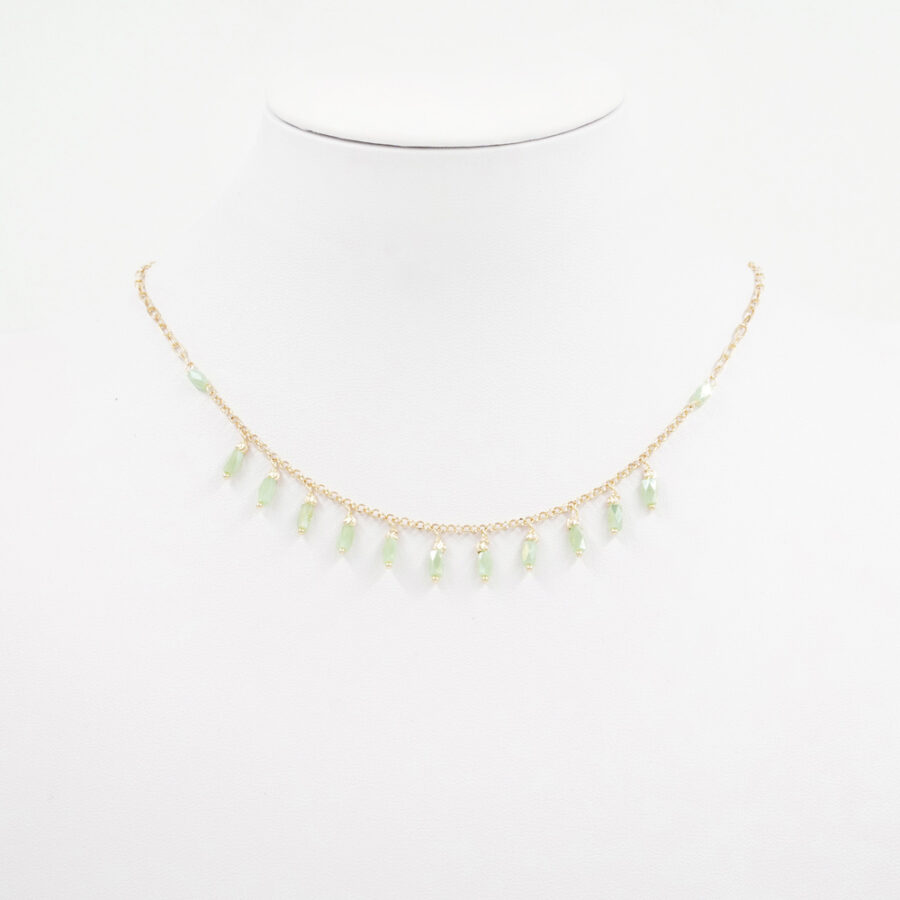 Collana in argento 925‰ con pietre di colore verde – Dorato