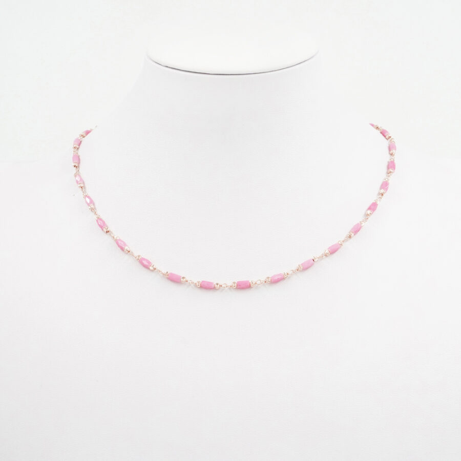 Collana in argento 925‰ con pietre di colore fucsia – Rosato