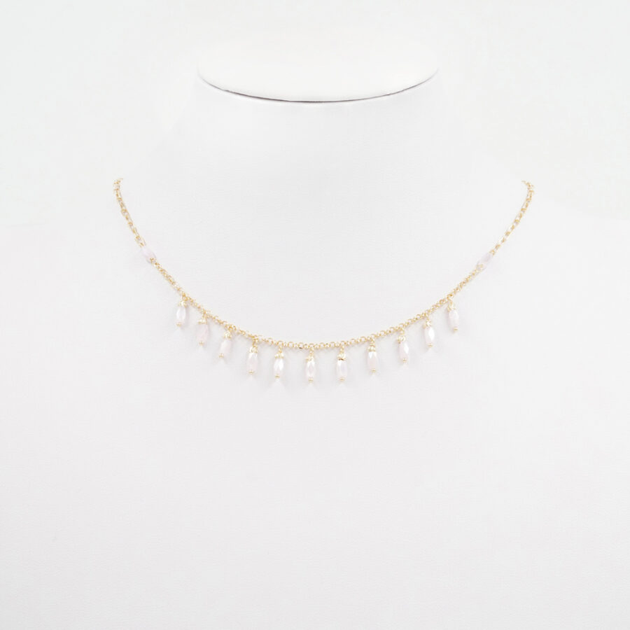 Collana in argento 925‰ con pietre di colore rosa – Dorato