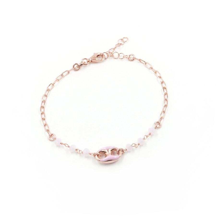 Bracciale in argento 925‰ con pietre di colore ed elementi smaltati fucsia – Rosato