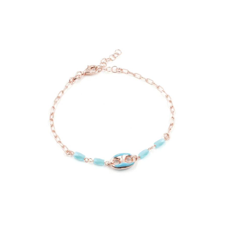 Bracciale in argento 925‰ con pietre di colore ed elementi smaltati azzurri – Rosato