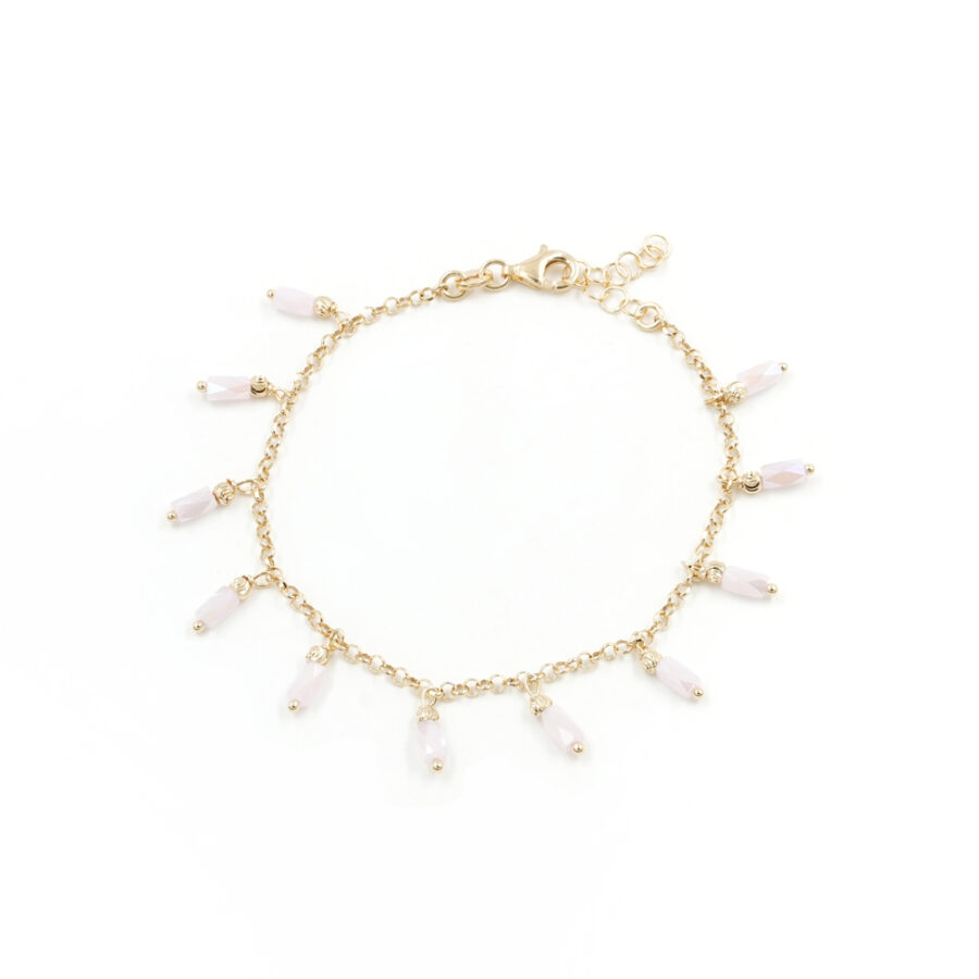 Bracciale in argento 925‰ con pietre di colore rosa – Dorato