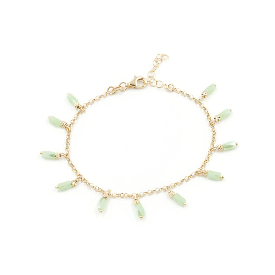 Bracciale in argento 925‰ con pietre di colore verde – Dorato